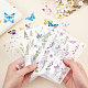 Pegatinas de plástico impermeables para scrapbooking con diseño de flores y mariposas DIY-OC0001-90-4