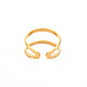 Ion Plating(IP) 304 Stainless Steel Double Line Open Cuff Ring for Women RJEW-S405-200G-2
