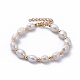Natural Baroque Pearl Keshi Pearl Beaded Bracelets BJEW-JB05264-1