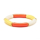 Curved Tube Opaque Acrylic Beads Stretch Bracelet for Teen Girl Women BJEW-JB06940-01-1
