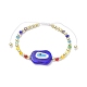 Evil Eye Lampwork Braided Bead Bracelet with Glass Beaded Chains for Women BJEW-JB09412-3