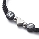 2Pcs Acrylic Word M and F & Brass Heart Braided Bead Bracelet BJEW-JB08674-5