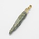 Golden Plated Nuggets Natural Quartz Pendants with Iron Findings G-I131-24-2