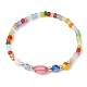 Bracelet extensible en verre millefiori fait à la main et perles de graines BJEW-JB09488-3