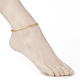 Brass Heart Charm Anklets for Women Girls AJEW-AN00381-5