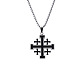 Collar colgante de cruz de esmalte con cadenas de caja RELI-PW0001-026P-1