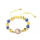 Mauvais œil résine perle et plat rond avec arbre de vie alliage strass tressé perlé bracelets pour fille femmes BJEW-JB08740-04-2