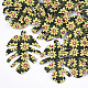 PUレザービッグペンダント  両面印刷  花柄  葉  ダークオリーブグリーン  55x43x2mm  穴：1mm FIND-TA0002-A21-1