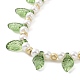 Acrylic Leaf Charm Anklets with Imitation Pearl Beaded for Women AJEW-AN00523-4