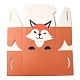 紙カップケーキボックス  ポータブルギフトボックス  結婚式のキャンディーボックス用  動物の柄の四角  キツネの模様  8.5x11.5x15cm CON-I009-14E-2