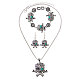 Pirate Style Skull Alloy Turquoise Jewelry Sets SJEW-N0001-024-1