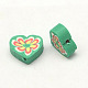 Handmade Polymer Clay Flat Heart with Flower Beads CLAY-Q212-10mm-M-2