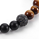 Natural Tiger Eye and Natural Black Agate(Dyed) Beads Stretch Bracelets BJEW-JB04005-01-2