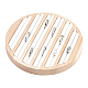 6-слотовая деревянная пластина для колец для пальцев, держатель-органайзер для колец, покрытый искусственной кожей, плоско-круглые, белые, 14.95x1.7 см