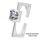 Rhodium Plated 925 Sterling Silver Rectangle Open Cuff Ring JR907A-3
