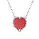 SHEGRACE 925 Sterling Silver Necklace with Red Heart Agate Pendant JN678A-1