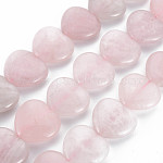 Granos naturales de abalorios de cuarzo rosa, corazón, 24~25x25x9.5mm, agujero: 1.6 mm, aproximamente 15~16 pcs / cadena, 13.98~14.76 pulgada (35.5~37.5 cm)