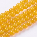 Natürliche Achat Perlen Stränge, gefärbt, Runde, Gelb, 6 mm, Bohrung: 1 mm, ca. 62 Stk. / Strang, 14.8 Zoll