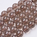 Abalorios de cuarzo ahumado hebras, redondo, 10mm, agujero: 1 mm, 19 pcs / Hilo, 8 pulgada