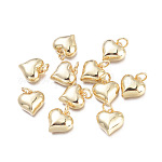Brass Charms, with Jump Rings, Cadmium Free & Lead Free & Nickel Free, Long-Lasting Plated, Heart, Real 18K Gold Plated, 12x11x4.5mm, Hole: 3.4mm