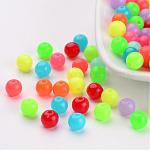 Perles en acrylique fluorescente, ronde, couleur mixte, 6mm, Trou: 1.5mm