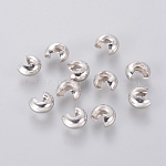 Ronde en laiton couleur platine ringent sertir perles couvertures, sans nickel, environ 4 mm de diamètre, épaisseur de 3mm, Trou: 1.5mm