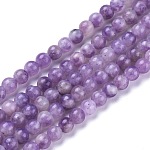 Lepidolita natural / hebras de perlas de piedra de mica púrpura, redondo, 6.5mm, agujero: 1 mm, aproximamente 60 pcs / cadena, 15.28 pulgada (38.8 cm)