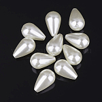 Perle d'imitation en plastique ABS, larme, blanc crème, 16x10mm, Trou: 1mm, environ 600 pcs / livre