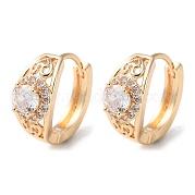 Серьги-кольца из латуни с микропаве из кубического циркония EJEW-P238-18KCG