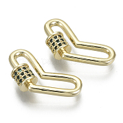 Brass Micro Pave Cubic Zirconia Screw Carabiner Lock Charms KK-R136-066A-NF