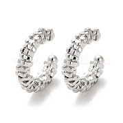Серьги-каффы из латуни с квадратными бусинами EJEW-L270-002P