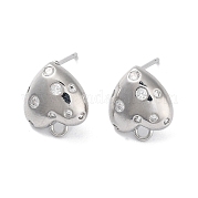 Accessoires de clous d'oreilles en laiton avec micro pavé zircone cubique KK-E107-25B-P