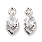 Brass Micro Pave Clear Cubic Zirconia Charms KK-C054-10P