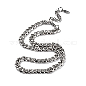 304 Stainless Steel Diamond Cut Cuban Link Chain Necklace NJEW-D045-09P