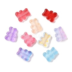 Perline di vetro di vernice spray trasparente, orso, colore misto, 10x8x4mm, Foro: 1 mm