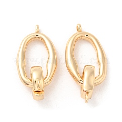 Latón veces por encima de los corchetes, Sin cadmio y níque y plomo, oval, real 18k chapado en oro, 31.5mm, agujero: 1.2 mm