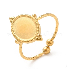 Placcatura ionica (ip) 304 acciaio inossidabile polsino aperto anello risultati, regolazione dell'anello, ovale, vero placcato oro 18k, misura degli stati uniti 7 3/4 (17.9mm), vassoio: 10x8mm