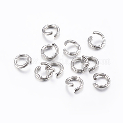 Anlaufgeschützte offene Biegeringe aus Edelstahl 304, Runde, Edelstahl Farbe, 4x0.8 mm, 20 Gauge, ca. 2775 Stk. / 100 g