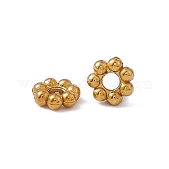 Espaciadores de margarita de acero inoxidable 304 con revestimiento iónico (IP), flor, real 18k chapado en oro, 6x2mm, agujero: 1.6 mm