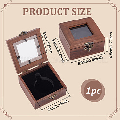 1 шт. деревянные коробки для хранения карманных часов с видимым окном&nbsp;AJEW-UN0002-62