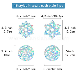 16 feuilles d'autocollants statiques de film de fenêtre teinté au laser de couleur pvc imperméable&nbsp;DIY-WH0314-081