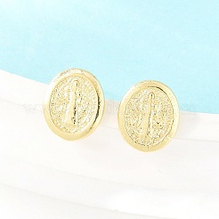 Orecchini a bottone in ottone religioso&nbsp;EJEW-F405-23F-G