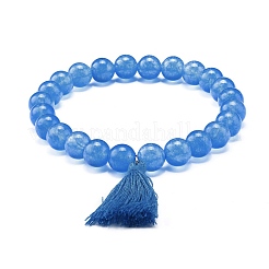 Ensemble de bracelets extensibles de perles rondes de jade de malaisie naturel teint&nbsp;BJEW-JB06956