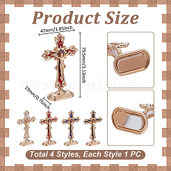 4 pz 4 colori religione lega smaltata crocifisso croce statua decorazioni display&nbsp;DJEW-UN0001-09