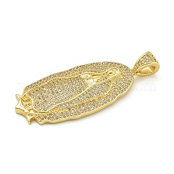 Подвески из латуни с микропаве из прозрачного кубического циркония на тему Девы Марии&nbsp;KK-Z067-06G-06