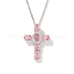 Colliers pendentifs croix religieuse en laiton pavé de zirconiums cubiques&nbsp;CU6638-1