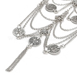 Богемный многослойный сплав цепи монета кисточка кольцо на палец ноги браслеты для женщин&nbsp;LS-AJEW-B107-01P