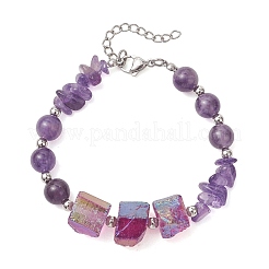 Braccialetti di perline di ametista naturale per le donne&nbsp;BJEW-TA00713-02