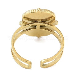 Ионное покрытие (ip) 304 нержавеющая сталь эмалированный прямоугольник со звездой манжета кольца для пальцев&nbsp;RJEW-L107-063G-01