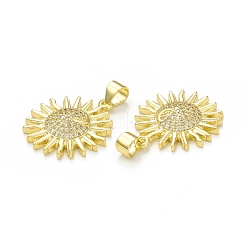 Placage de crémaillère en laiton micro pavé pendentifs en zircone cubique claire&nbsp;KK-C011-13G
